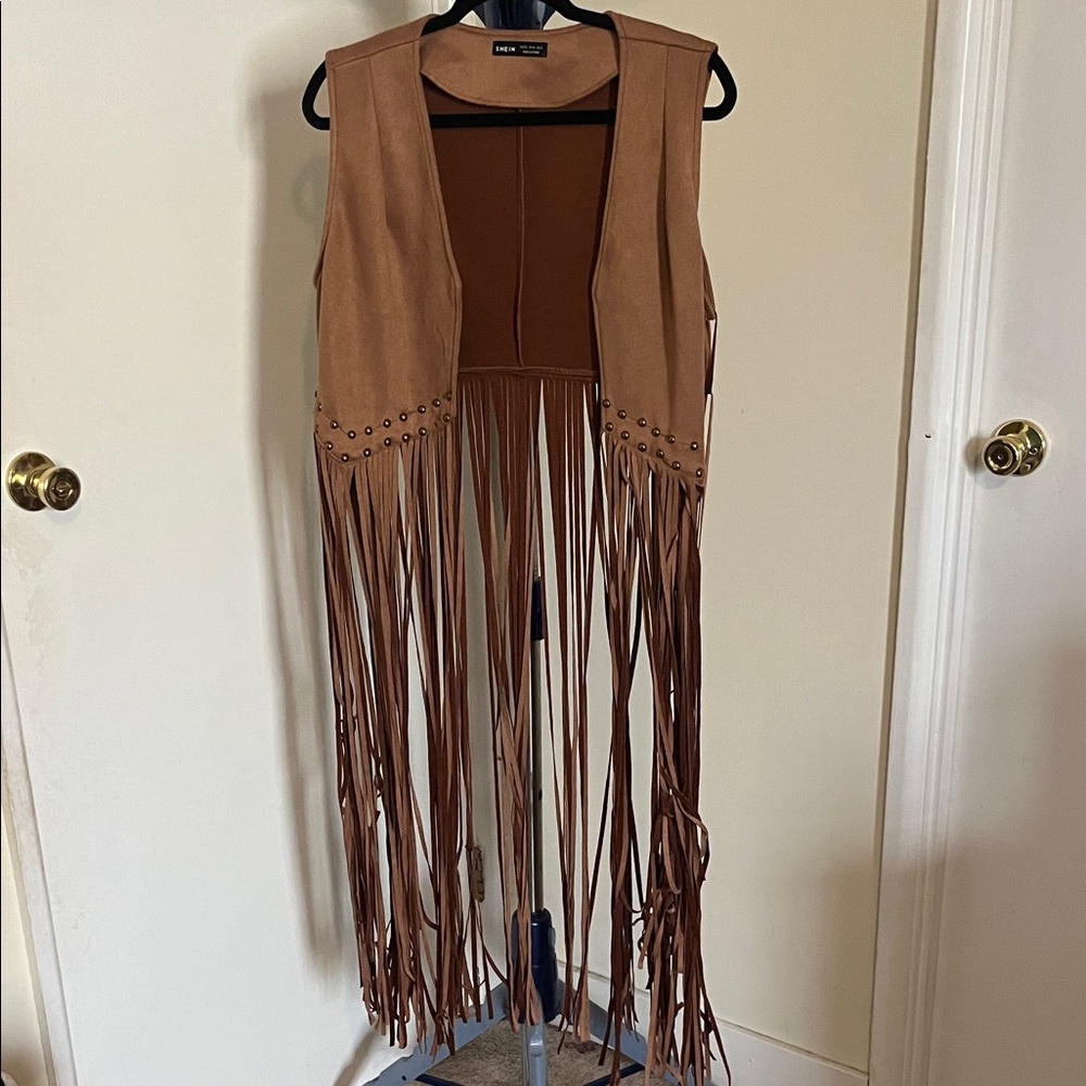 SHEIN Tan Vest with Fringe